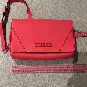 GUESS Pink-Red Logo Flap Crossbody Bag